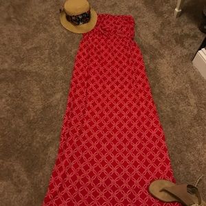 Lucky brand strapless red maxi dress